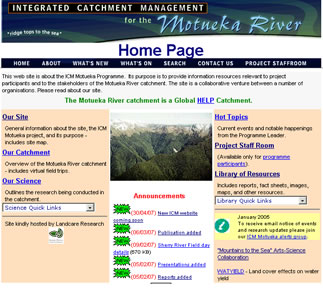 Screen shot of old ICM web site